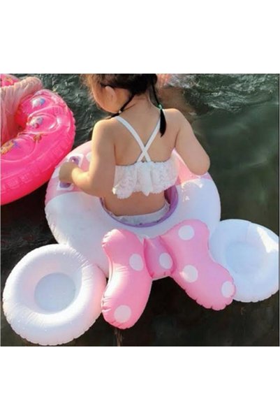 DİĞER1111 Children's Swimming Ring with Patterned Foot Rings and Seat, Baby Kids Sea Ring, Minnie Mouse Themed Children's Ring, Sea Pool Toys