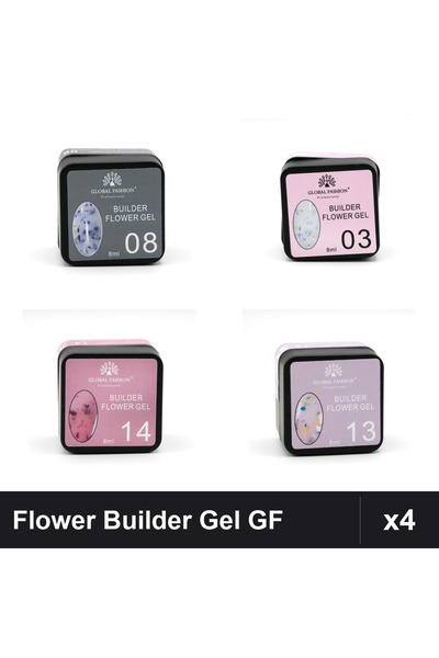 global fashion Set 4 Flower Builder Gel 8ml Nr.03,08,13,14 Constructie Unghii UV