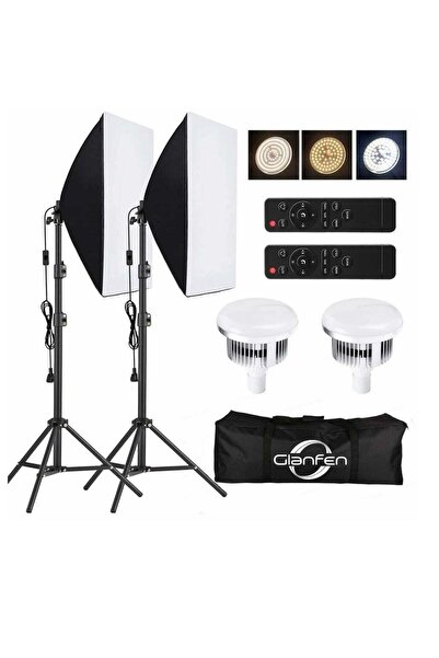 glanfen Studio Photography Lighting Kit with 2 Pcs 380W 3 Colors Remote LED B...