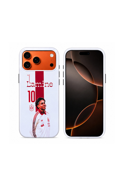 Lacoz غطاء حماية مضاد للصدمات بتصميم كرة القدم مع شعار فريق إسبانيا لامين يام...