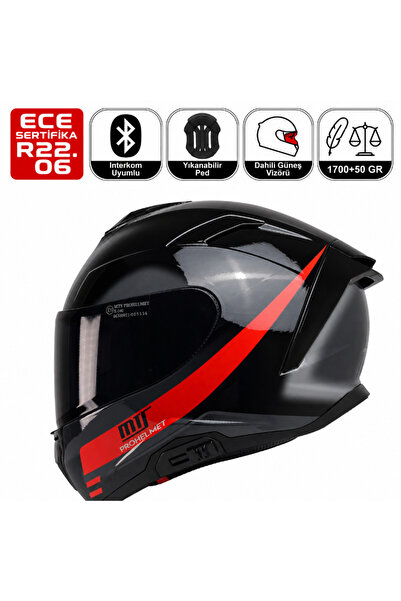 MTS X340 Rosso Motosiklet Kaskı Spoiler Mod Güneş Vizörlü Full Face Kask