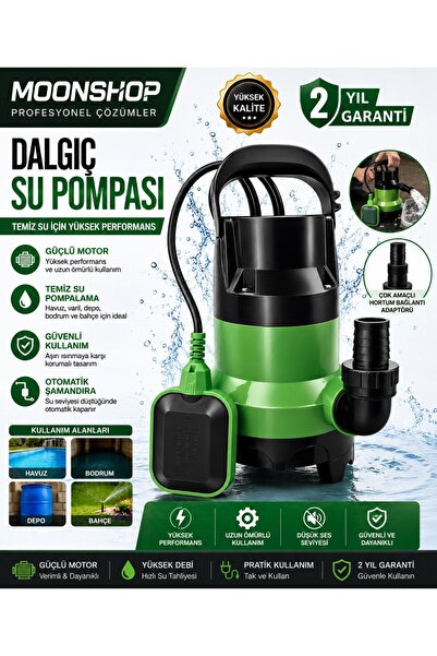 MOONSHOP 750W Dalgıç Su Pompası Otomatik Şamandıralı Temiz Su Tahliye Pompası...