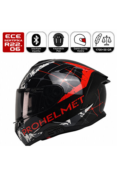MTS X340 Clay Motosiklet Kaskı Spoiler Mod Güneş Vizörlü Full Face Kask