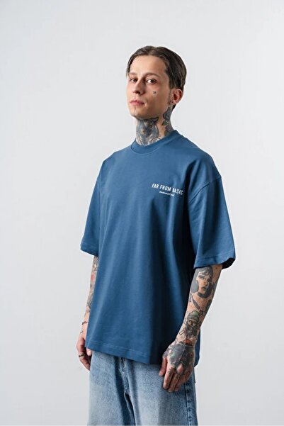 ZAVIXO Erkek Oversize Sırt Baskılı Tişört Yazı Baskılı Bisiklet Yaka Kısa Kollu Unisex Streetwear Basic Tişört
