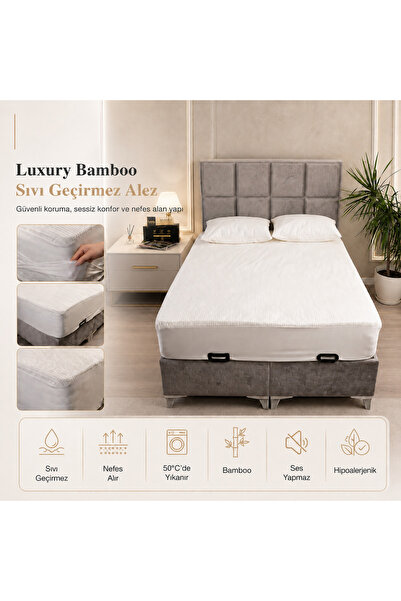 CHARDLY Luxury Bamboo Ultra Sessiz Sıvı Geçirmez Yatak Koruyucu Alez