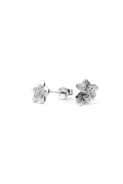 JOLIE Women's Earrings in 925 Silver, Silver, Flower Pattern, Elegant and Del...