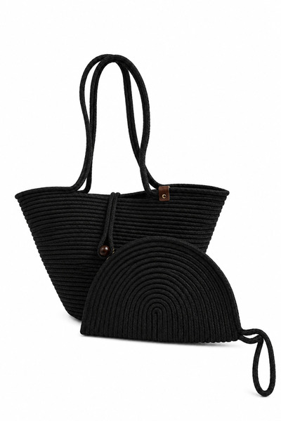 MaVaux Rio Havana Shoulder Bag + Moss Clutch 2-Piece Women's Straw Shoulder B...
