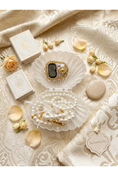 DUHA HAC Stone Zikirmatik and Tasbih Set in a Clamshell, Mevlid, Dowry, and H...