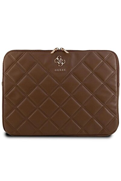 Guess Husă matlasată 4G pentru laptop de 14 inch, maro