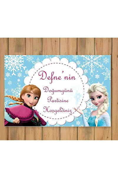 ESLEM Kar Prensesi Konseptli Parti Afişi - 150x100 cm - İsme Özel Doğum Günü ...
