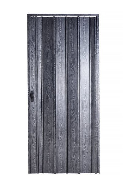 Sarpaş Dekor Sarpaş Akordiyon Kapı 108x185 Karaağaç Camsız Kalın Kapı Katlanır Akordeon Pvc Anahtar Kilitli