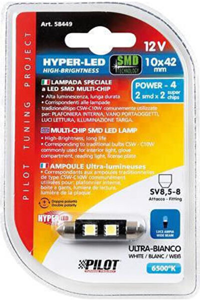 Lampa Λάμπες Αυτοκινήτου C5-10W Hyper-Led SMD x 2 Τσιπς SV8.5-8 LED 6500K Ψυχ...