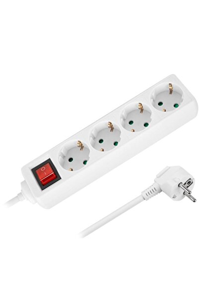 Rebel URZ3574-2 Power Strip, 4 Sockets, Switch, 3x1.5 mm, 2 m, White