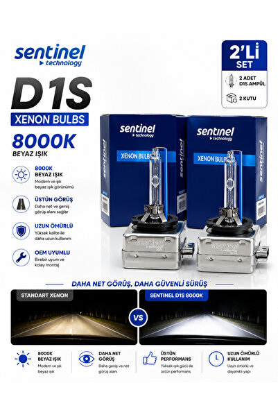 DuoLight D1S Xenon Far Ampulü 8000K Beyaz Işık OEM Uyumlu Uzun Ömürlü 2'li Se...
