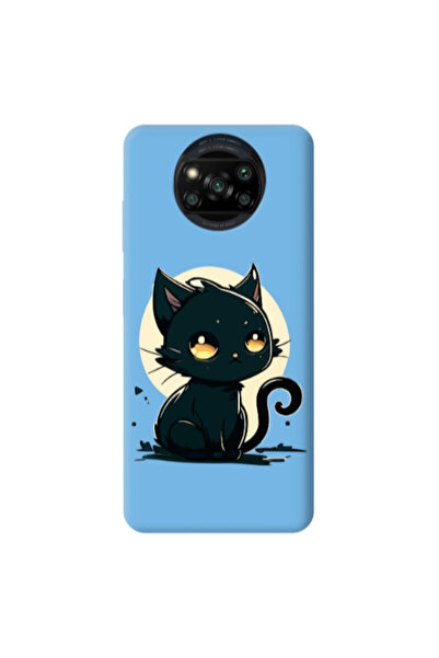 Other Xiaomi Poco X3 /X3 Pro Black Cat Blue Colored Silicone TPU Θήκη