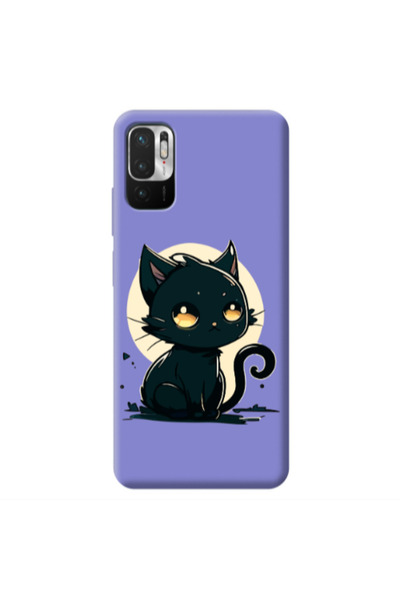 Other Xiaomi Redmi Note 10 Pro 5G Black Cat Purple Colored Silicone TPU Θήκη