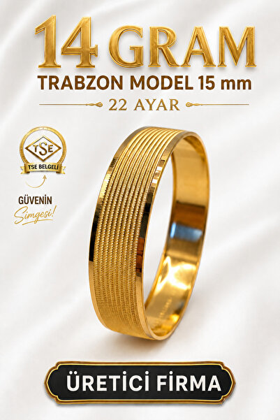 Aks Gold 22 Ayar TSE Belgeli (14 GRAM) Trabzon Model Ajda Altın Bilezik İşçil...