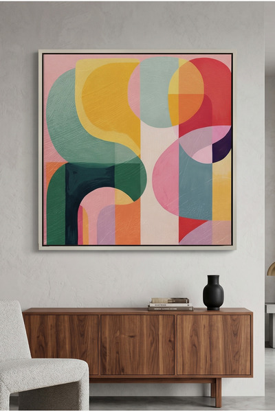 Jasmine Art Vibrant Modern Shape Geometric Wall Art | Framed Canvas Print | L...