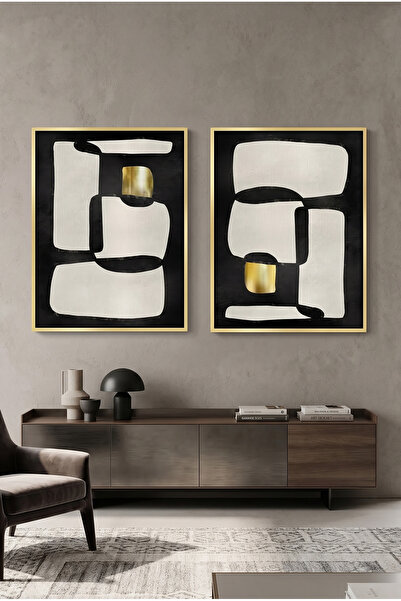 Jasmine Art Abstract Modular Diptych Geometric Wall Art | Framed Canvas Print...