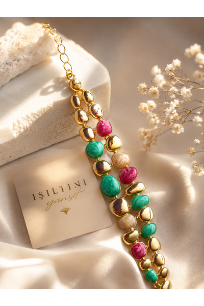 Genel Markalar Gold Renkli Taş Detaylı Premium Bileklik – Paslanmaz Çelik Aya...