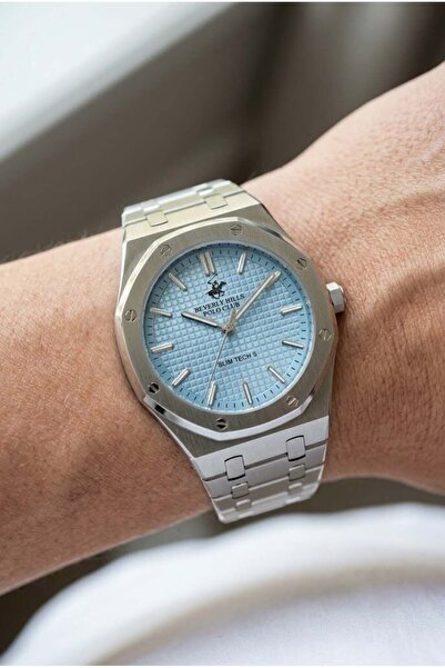Beverly Hills Polo Club Gümüş Geometrik Kasa Erkek Kol Saati | 39 mm Çelik Ka...