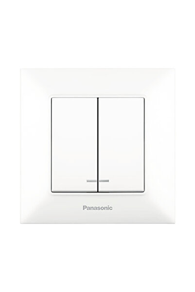 OEM Întrerupător dublu Panasonic Arkedia Slim, cu lumină, alb, incl. ramă