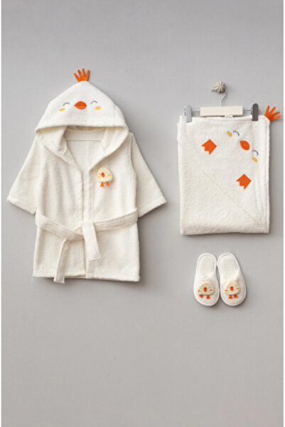 BabyWings طقم رداء حمام للأطفال في صندوق مع شكل كتكوت لطيف