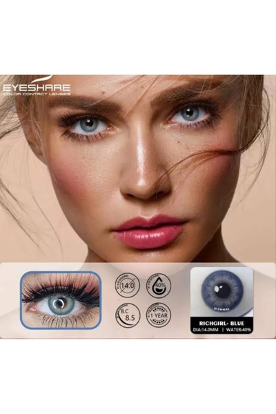 Elvoria Rich girl blue mavi hareli doğal göz lensi (yıllık)