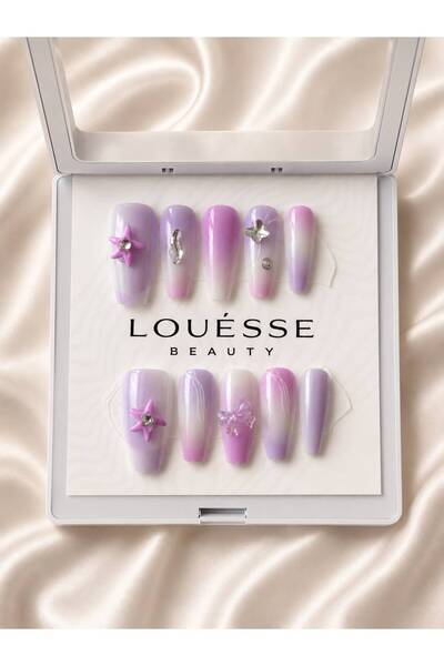 Louesse Beauty 3D Kore Kawaii Takma Tırnak | Çiçek, Kelebek, Kurdele, Karakte...