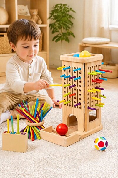 Generic 3 In 1 Wooden Montessori Board Game Set Educational Puzzle Tower Bala...