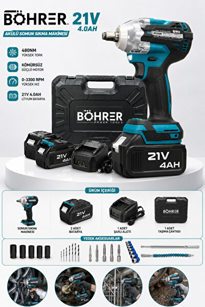 BÖHRER BA011350 PRO ÇİFT AKÜLÜ 450NM SOMUN SIKMA MAKİNESİ - AĞIR HİZMET TİPİ ...