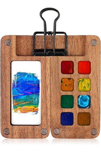 Arabest Portable Palette, Watercolor Pocket, Wooden Paint Palette, Mini Trave...