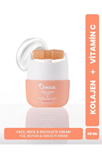 ICEQUEEN Kolajen + C Vitamini Yüz Boyun Dekolte Kremi Masaj Başlıklı Sıkılaşt...