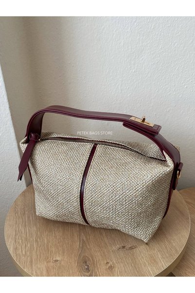 Petek Collection حقيبة يد لونيا من القش المنسوج (مع حزام كتف)