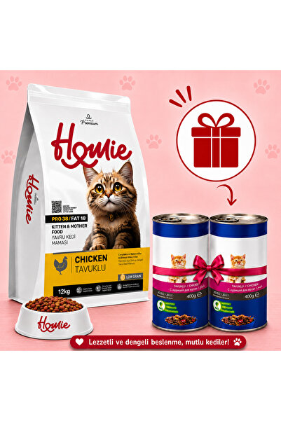 Homie TAVUKLU YAVRU KEDİ MAMASI 12 KG