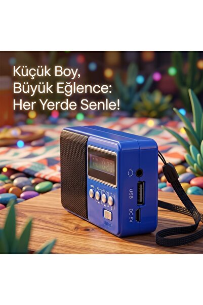 wiks Mini Şarjlı Radyo, USB ve Hafıza Kartı Okuyuculu Kablosuz Hoparlör, Hedi...