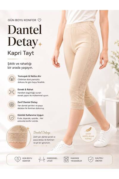 twenty ipek Women's Side Ruched Capri Leggings - 90% Cotton