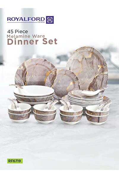 ROYALFORD 45-Piece Melamlne Dinner Set With 1X36Cm Oval Plate, 8X25Cm Deep Pl...