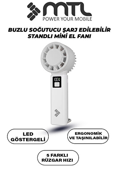 MTL Peltier Buz Soğutmalı El Vantilatörü | 5 Kademe, 3600mAh, 15000 RPM, USB-...