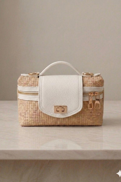 Gebiç Women's Bag with Straw Detail, Shoulder and Hand Bag