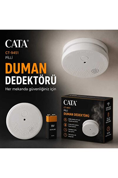 ünalgrup Duman Dedektörü Yangın Alarm Sensörü Ev Ofis İş Yeri Araç Garaj