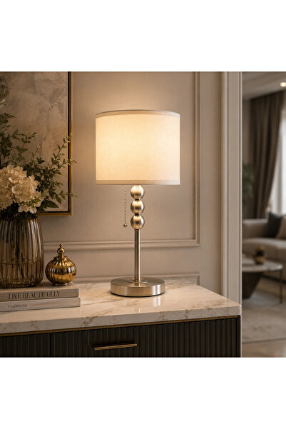 Mily Modern Table Lamp with Metal Frame Decorated with Silver Balls and Warm ...