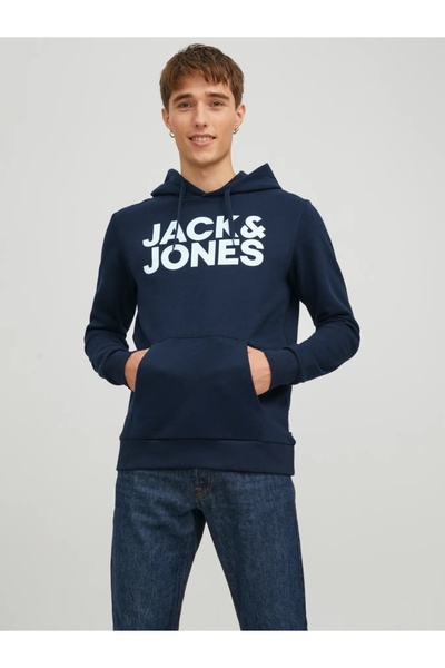 Jack & Jones Hanorac bărbătesc fără fermoar, cu imprimeu logo, JJECORP, albas...