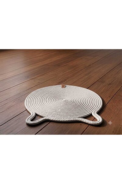 MoMMe Cat Dog Wicker Food Water Bowl Mat 25 cm Scratching Mat White