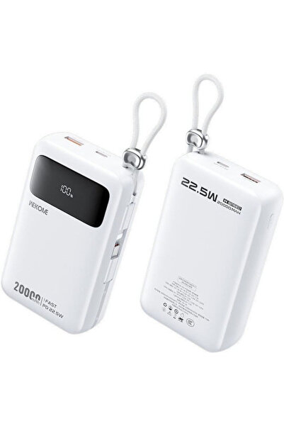 WK AS-170 Power Bank 20000mAh 22.5W με θύρα USB-A και θύρα USB-C Λευκό