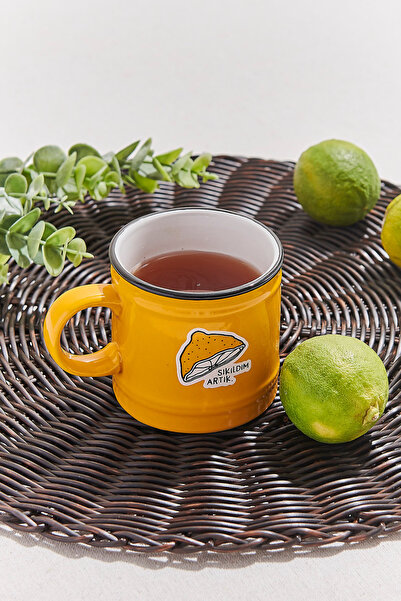 Paşabahçe Hisli Şeyler Lemon Mug Yellow, Stylish Design