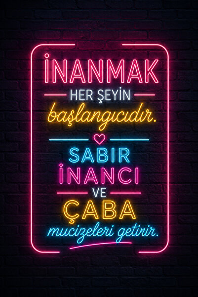 Lucena Decor de perete din MDF cu text motivațional neon „Credește că totul î...