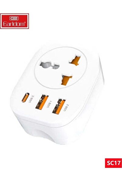 Earldom SC17 4-IN-1 Switch Power Socket with USB Port & Universal Plug 4000W ...