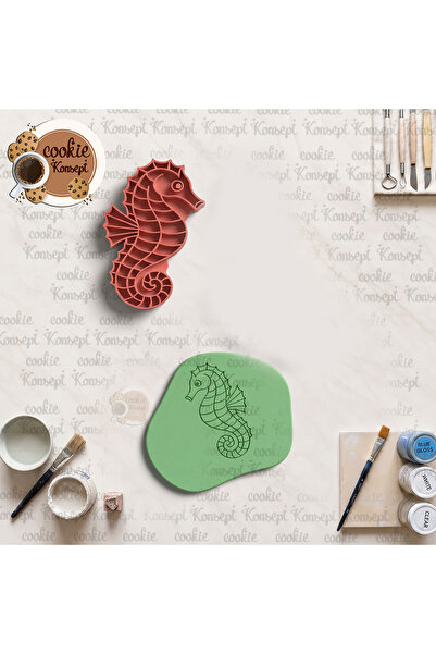 CookieKonsept Sea Horse Ceramic Stamp 12cm |   Compatible with Clay, Mud, and...