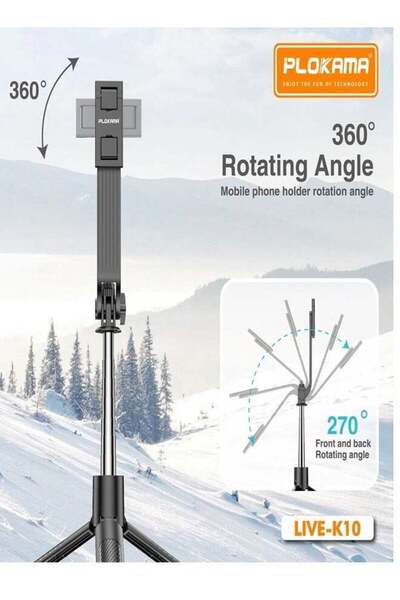 PLOKAMA K-10 Creator Stand – Live Broadcast Tripod with Phone Mount for TikTo...